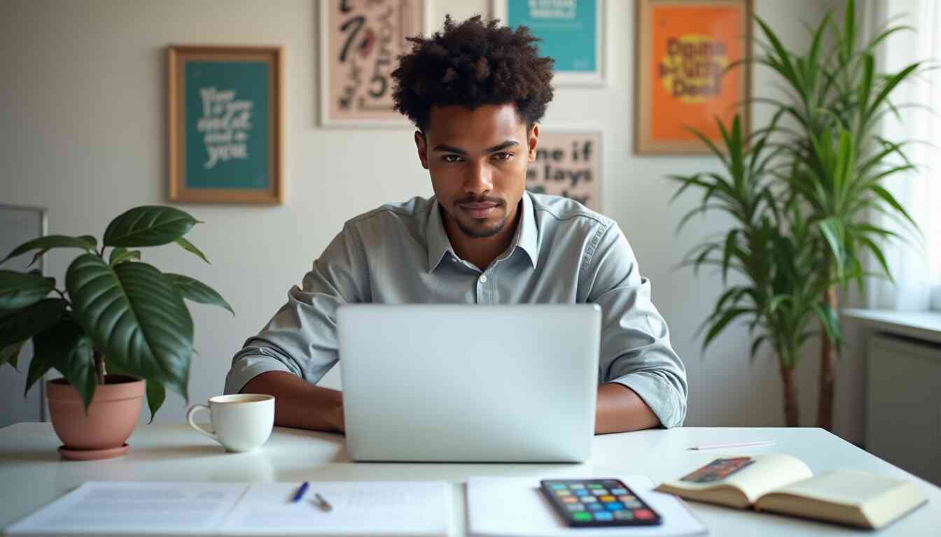 Man focused on a digital marketing project in a modern office at Eunika Agency Digital Marketing